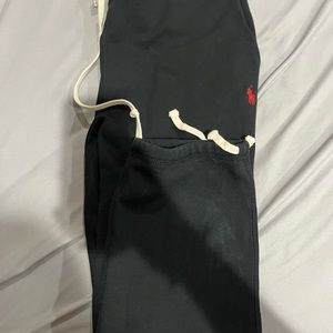 Black fleece polo Ralph Lauren pants, with the red logo